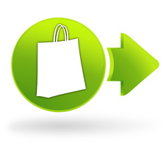 panier sur symbole web vert