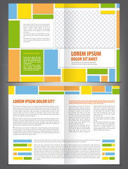 Vector empty multicolored bifold brochure template design