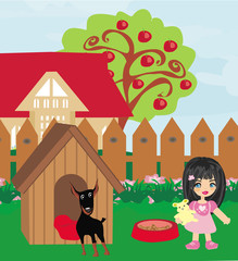 sweet girl and her puppy