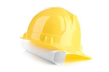 Fototapeta premium yellow helmet and roll paper