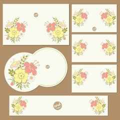 Set of wedding invitation, thank you, RSVP card