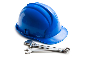 hard hat with various working tools