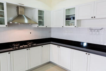 Modern white clean kitchen interior