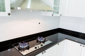 Modern white clean kitchen interior