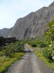 Road inside the caldera of a volcano