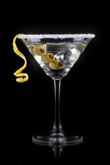 Cocktail martini on a black