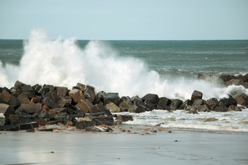 Waves against the breakwater