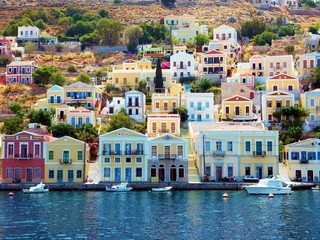 Greece icon - Symi island - obrazy, fototapety, plakaty