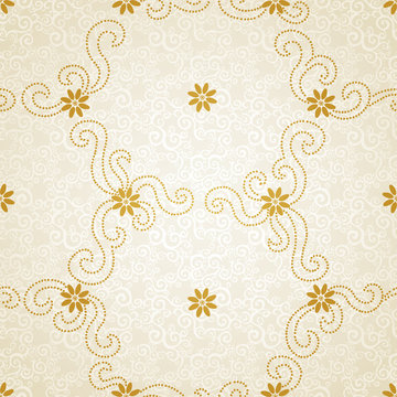 Ornamental seamless pattern with small flowers and curls.