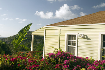 Caribbean cottage Antigua view of English Harbor with tropical f