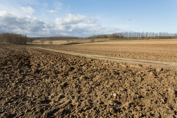 Champs labourés en hiver