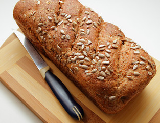 Bran bread, sprinkled with seeds