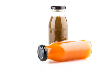 Vegetable juice bottle isolated white background