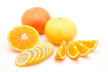 Fruit combination, orange lemon and grapefruit