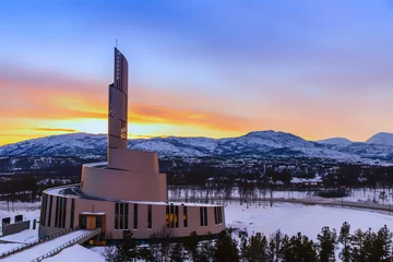 Abwaschbare Fototapete Skandinavien Northern Lights Cathedral, Alta, Norway