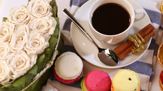 Black coffee and macaroon