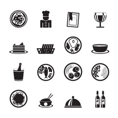 Silhouette Restaurant, food and drink icons