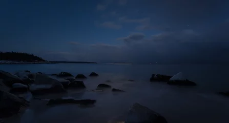 Papier Peint photo Lavable Côte Vue nocturne de la côte rocheuse de l& 39 océan