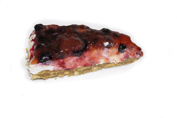 Piece of cheesecake isolated on white