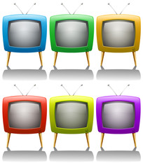 Six televisions with antenna