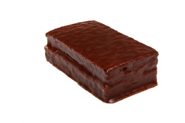 Chocolate cake. Isolated on white