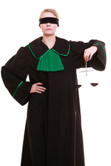 Lawyer attorney in classic polish black green gown and scales