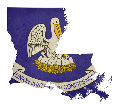 Grunge state of Louisiana flag map