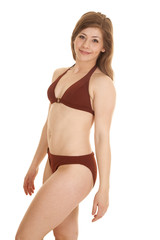 Obraz premium Woman bikini smile arms down stand