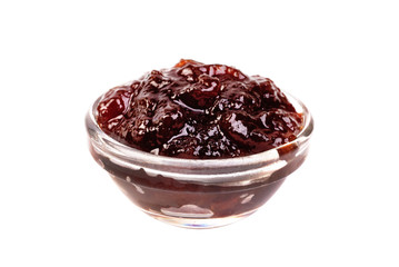 apple  jam in glass isolation on white