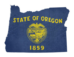Grunge state of Oregon flag map