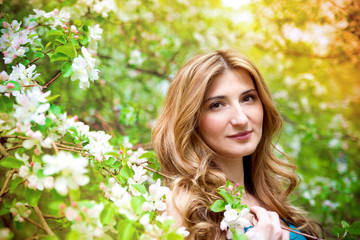 Beautiful woman in flowers