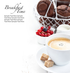Breakfast with coffee and fresh muffins