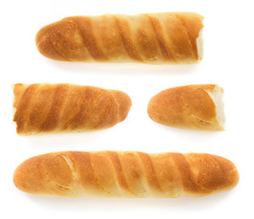 french bread on white