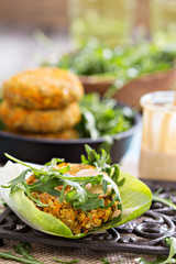 Vegan burgers with sweet potato and chickpeas
