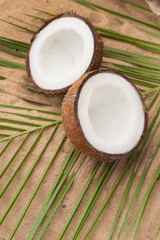 Coconut on tropical sand beach