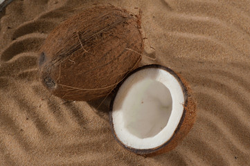 Fototapeta na wymiar Coconut on the sand beach