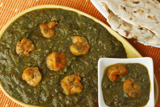 Saag prawn it is a north Indian vegetable