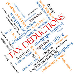 Tax Deductions Word Cloud Concept angled