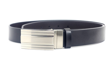 Black leather belt isolated on white