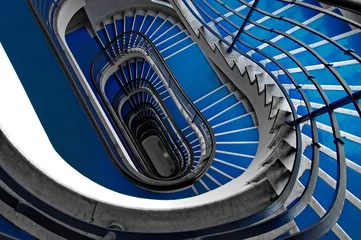 Papier Peint photo Escaliers Escalier bleu