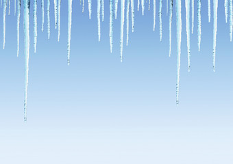 Seamless border with icicles - obrazy, fototapety, plakaty