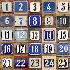 House numbers 1 to 25