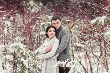 Happy Young Couple in Winter Park