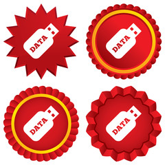 Usb Stick sign icon. Usb flash drive button.