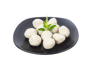 Dish of fish ball as appetizer  isolated on white