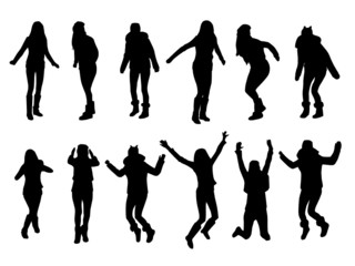 Jumping girl silhouettes