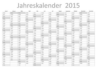 Kalender 2015 Jahresplaner Jahreskalender Wandkalender grau