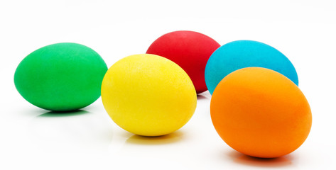 Colorful easter eggs isolated over white