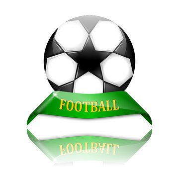 Ball on green pedestal with the inscription football - vector