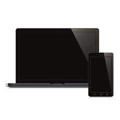 laptop and smartphone black screen white background